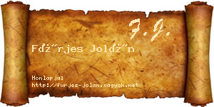 Fürjes Jolán névjegykártya