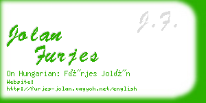 jolan furjes business card